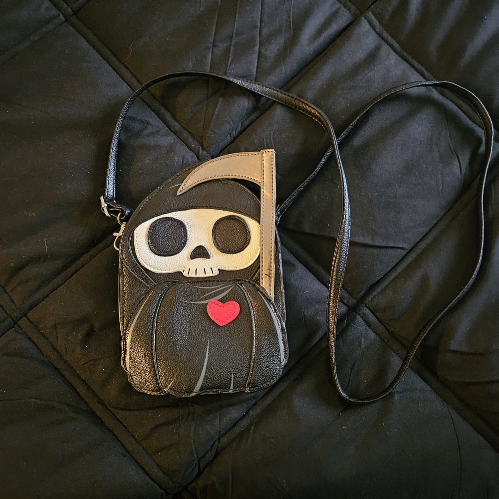 Cross body grim reaper purse